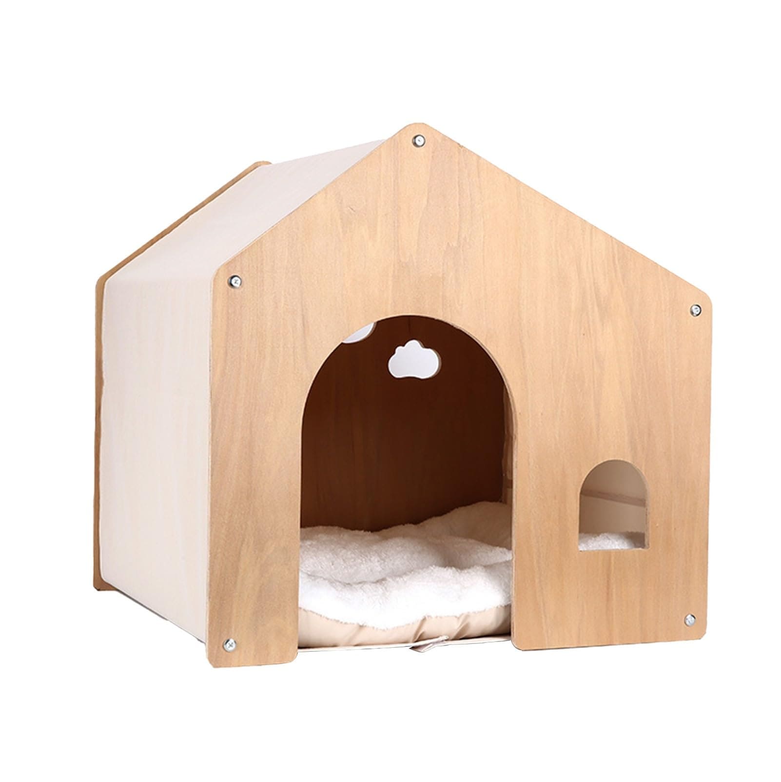 木製ペットハウス ペットハウス 犬の犬小屋 天然木 オールシーズン対応 換気 通気性 クローズドデザイン 木製の犬小屋 快適な空間 あらゆる種類のペットに適しています (Color : ベージュ)