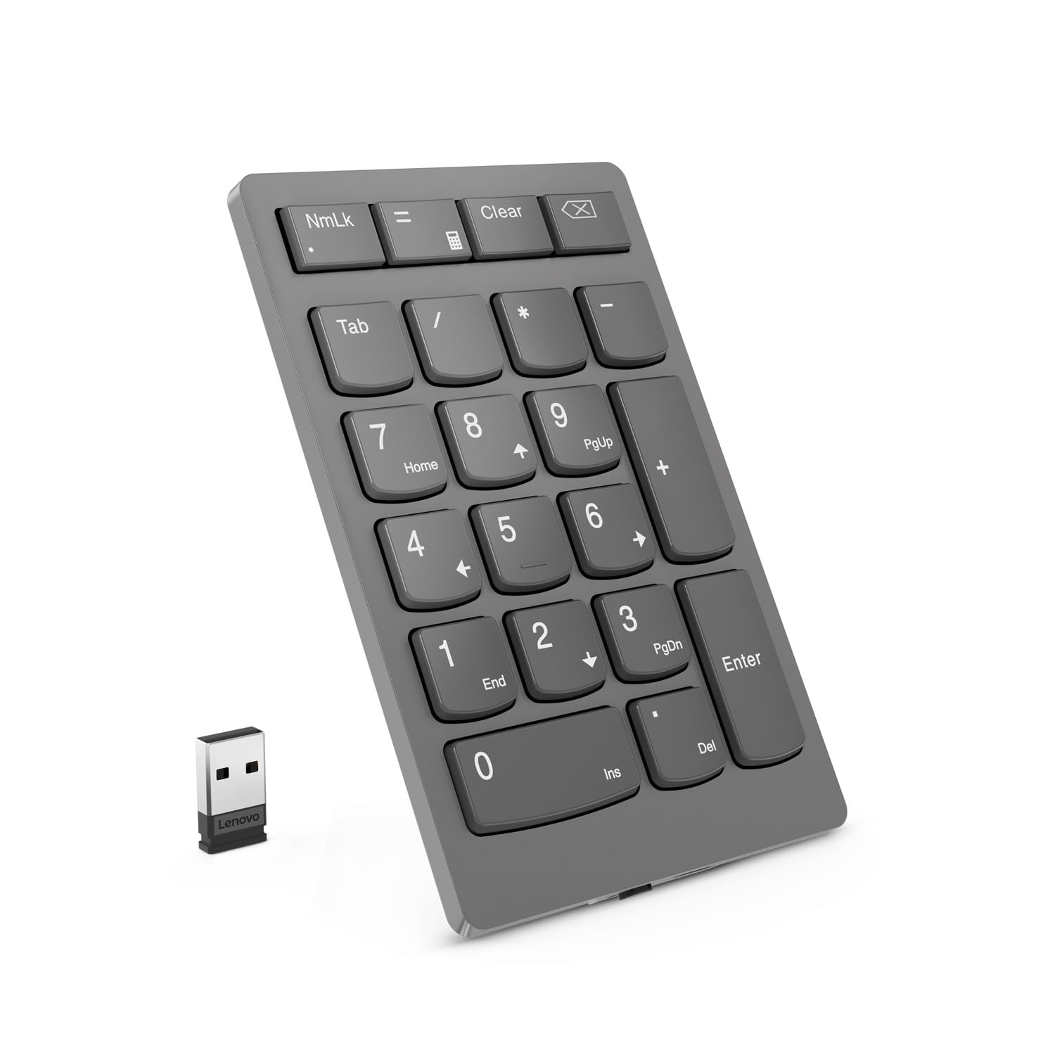 Lenovo Lenovo Go ワイヤレス 数値キーパッド 2.4G USB Type-A ワイヤレスレシーバー接続 テンキー シザーリフトキー Tabキー付き クリアキー付き 電卓アプリ起動ボタン
