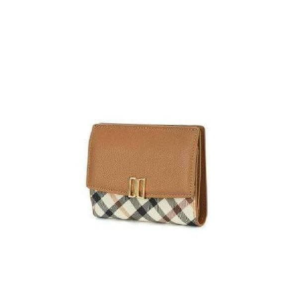 DCWA1F428W2 [VICTORIA]ブラウンチェック配色レザー二つ折り財布