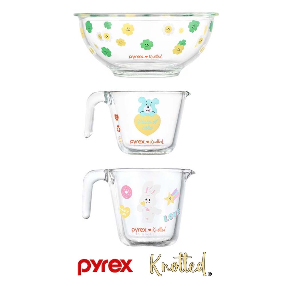 [PYREX x KNOTTED] MEASURING CUP + MIXING BALL 3p SETパイレックスノーテッド 数量カップ + ミキシングボール 3点セット