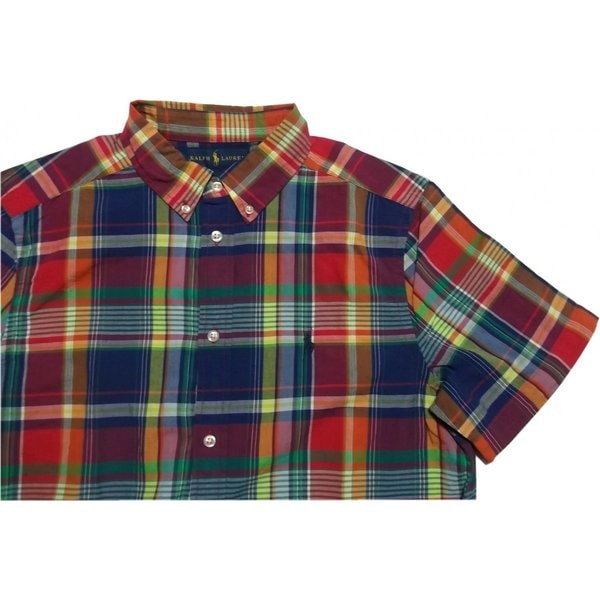 ボーイズサイズ 半袖 ボタンダウンシャツ レッド boys PR2-497