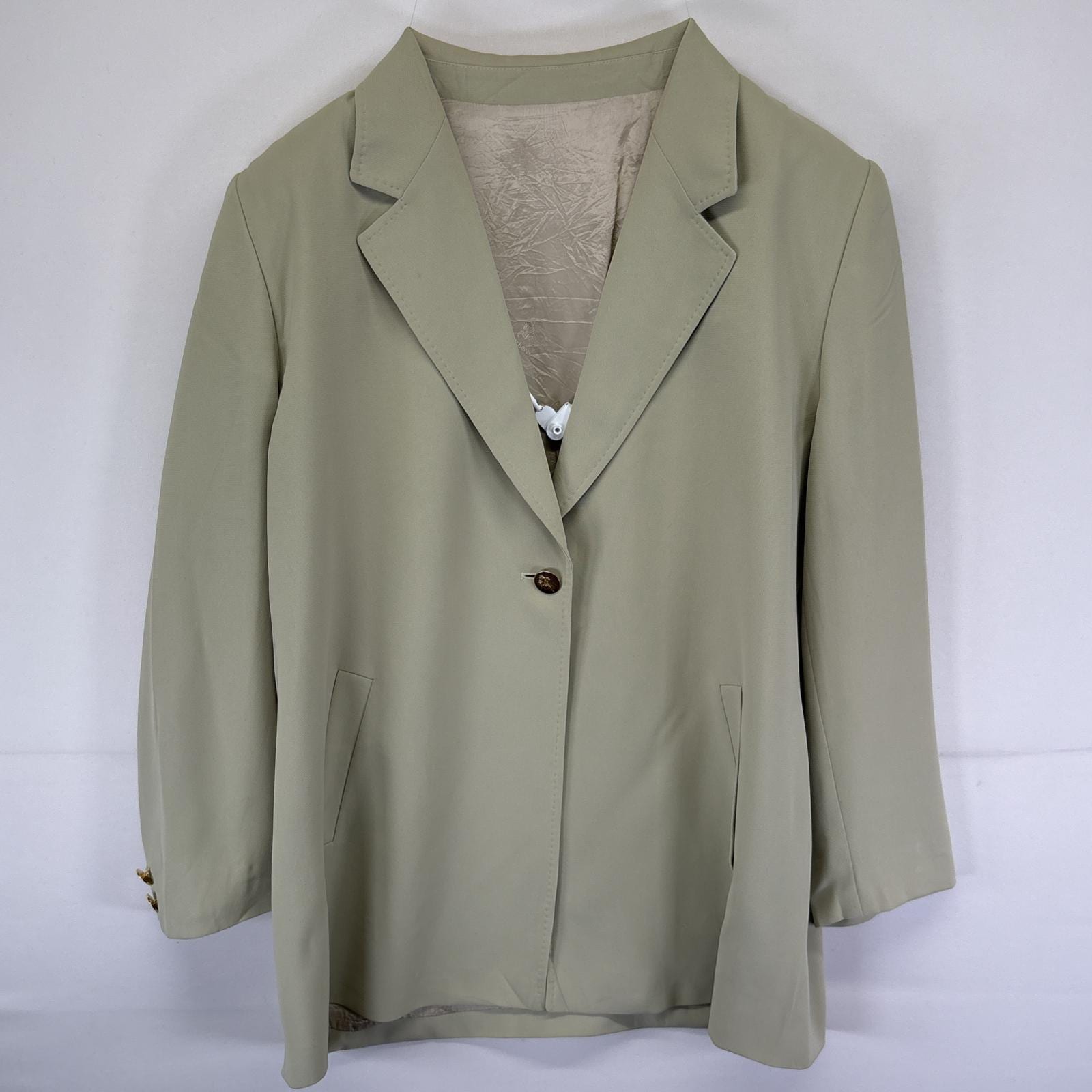 古着 80s/80年代 ヴィンテージ バーバリーズ Burberrys テーラードジャケット ブレザー スーツ 金ボタン 36 グリーン系 レディース 5,412円