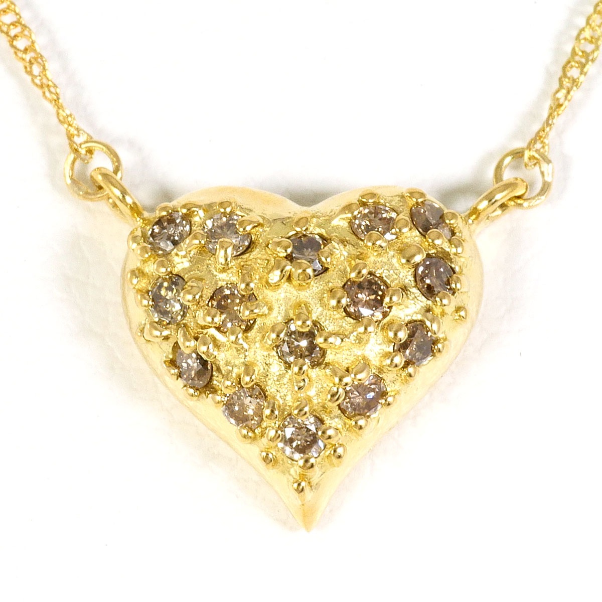 K18 18金 YG イエローゴールド ネックレス ブラウンダイヤモンド 0.2 ct 総重量約2.1g 約43cm 中古