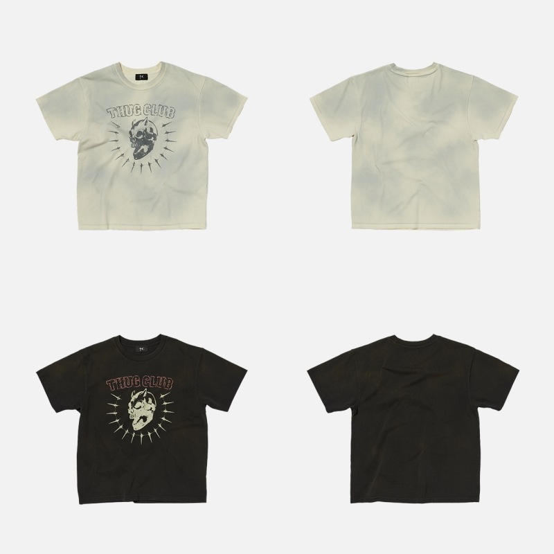 【THUG CLUB】 26SS VINTAGE RIDING SKULL T-SHIRT : 2COLORS