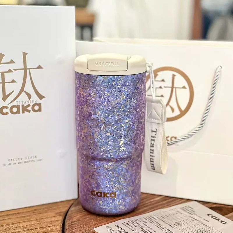 純チタン製のコーヒーマグ断熱性の高いダブルカップでスタイリッシュで持ち運びやすく旅行や車内での使用に最適ですギフトボックス入り