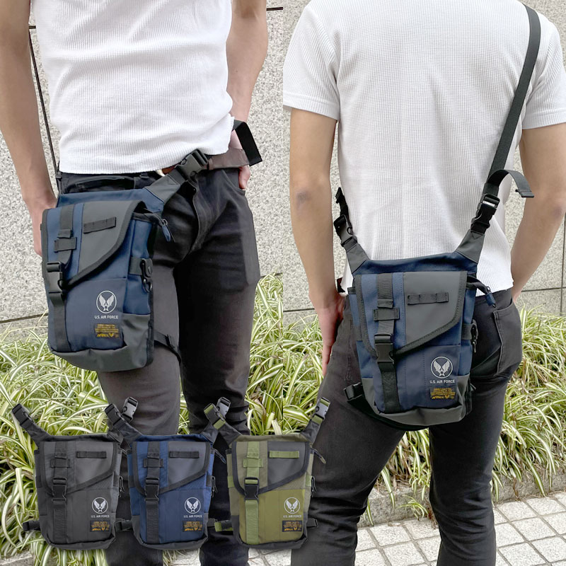 レッグバッグ ショルダーバッグ 500ペットボトル入る メンズ