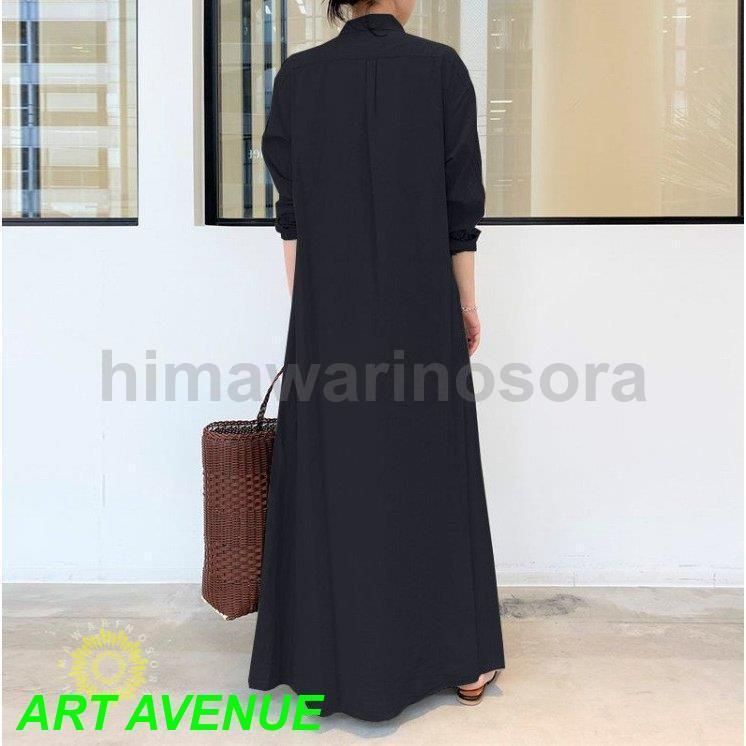 ワンピース レディース 春 秋 ロングワンピース キレイめ 春 秋 シャツ 長袖ワンピース 切り替え Aライン 体型カバー 着痩せ