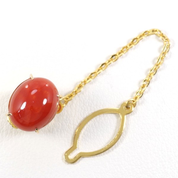 K18 18金 YG イエローゴールド 合金 ピンブローチ サンゴ 鑑別書 ジュエリー 中古