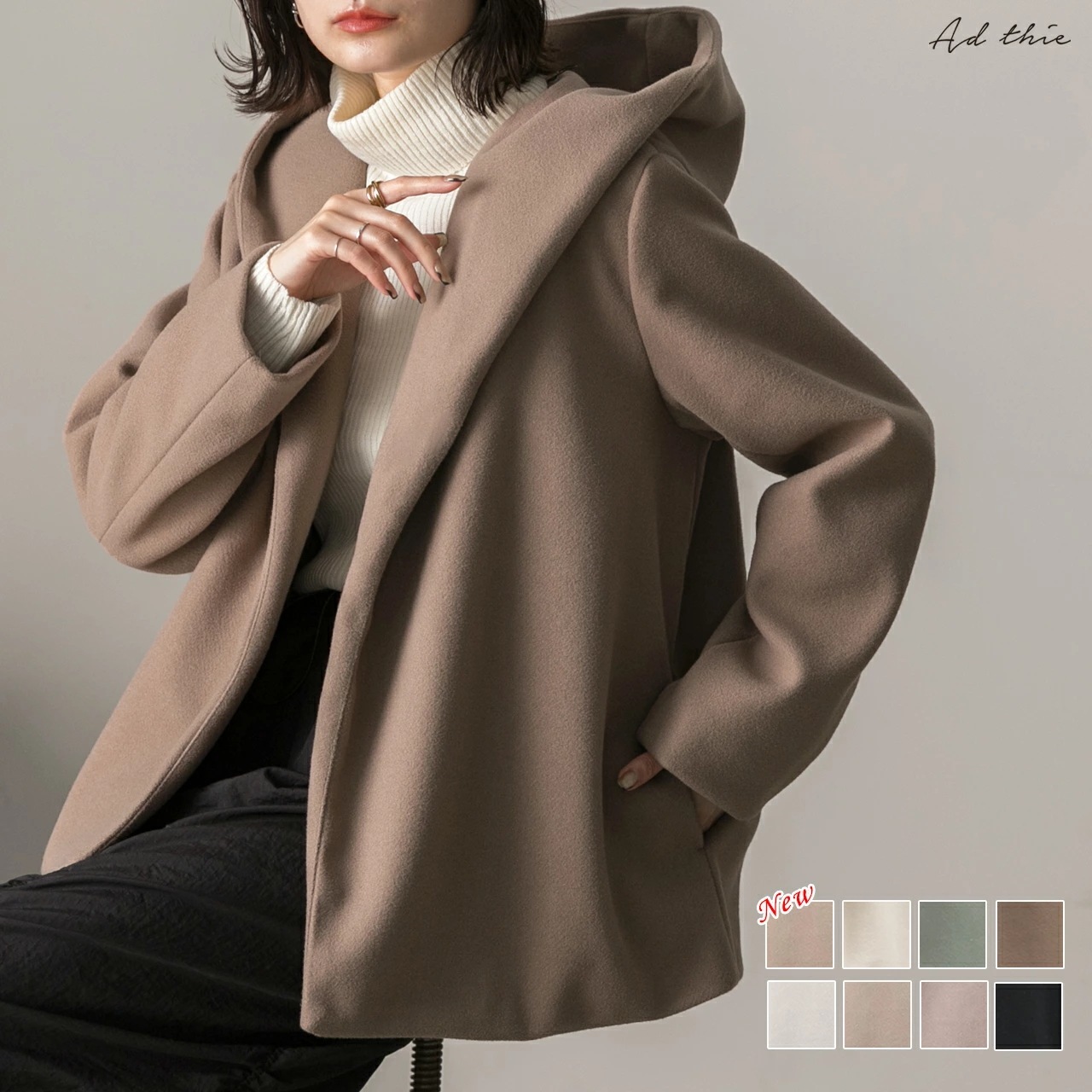 フード付きコート アウター コート フェイクウール ショートコート フード ゆったり ジャケット ポケット 【R-O R-A】 トレンド おしゃれ お洒落 きれいめ カジュアル コーデ かわいい レデ