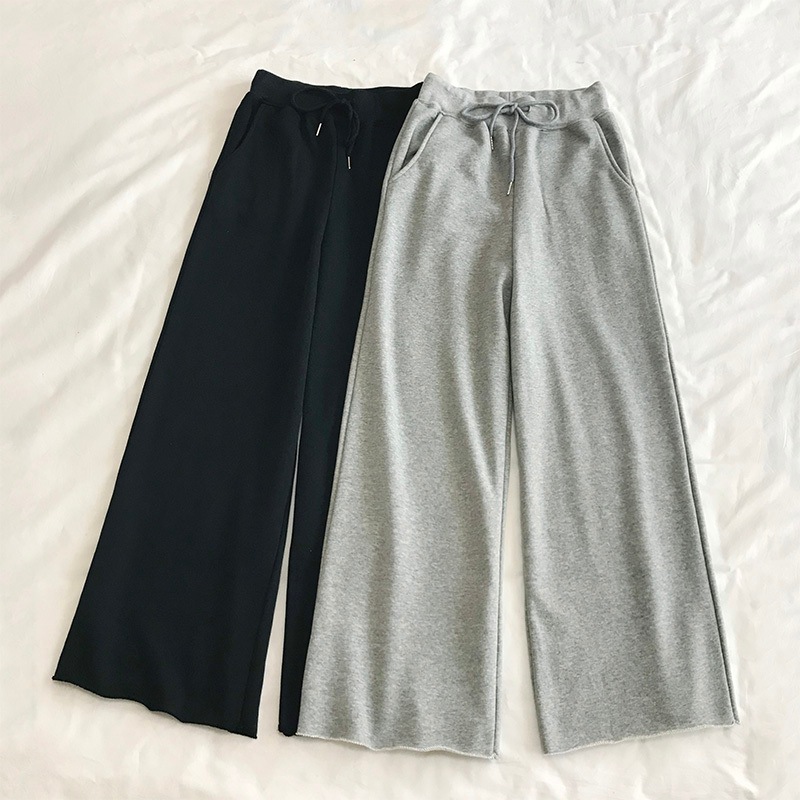 レディース パンツ ボトムス ワイドパンツ 9分丈 ストレート Iライン ストリート ポケット ハイウエスト ウエストゴム かわいい 大人可愛い カジュアル ラフ ルーズ ベーシック ナチュラル