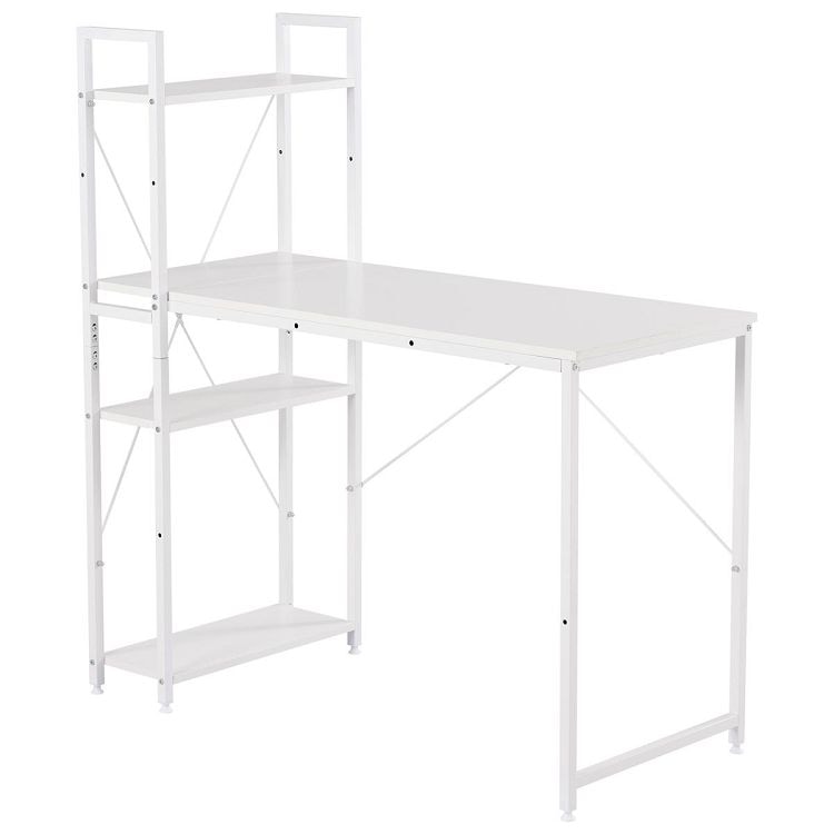 木製 学習デスク 立体感 パソコンデスク 頑丈設計 ラック付き 調整可能 デスク ワークデスク