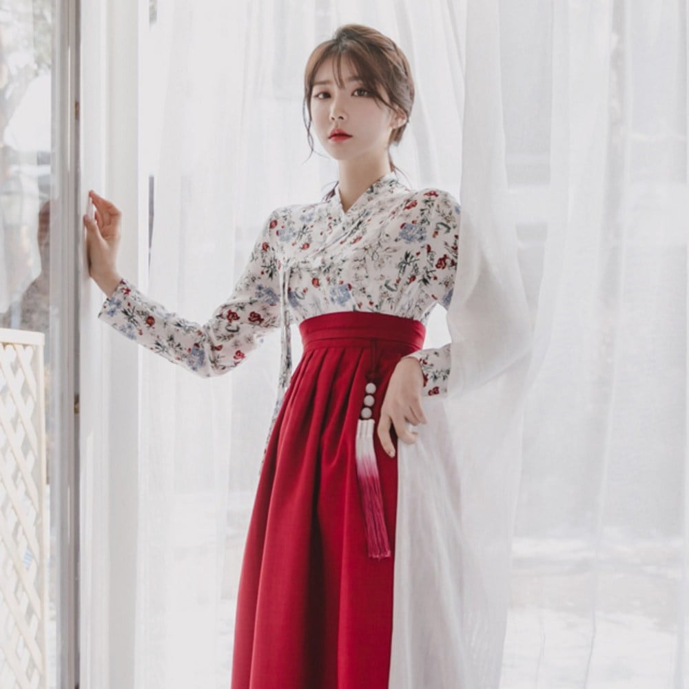 生活韓服セットフラワーネックの小環+花眠りウエストスカート