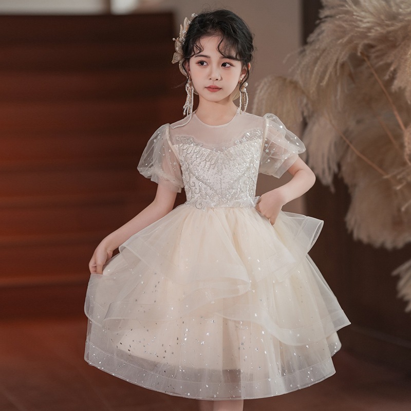 ガールズプリンセスドレスハイエンドドレス新しいフラワーガールウェディングチュチュドレス女の子誕生日ピアノ演奏ドレス