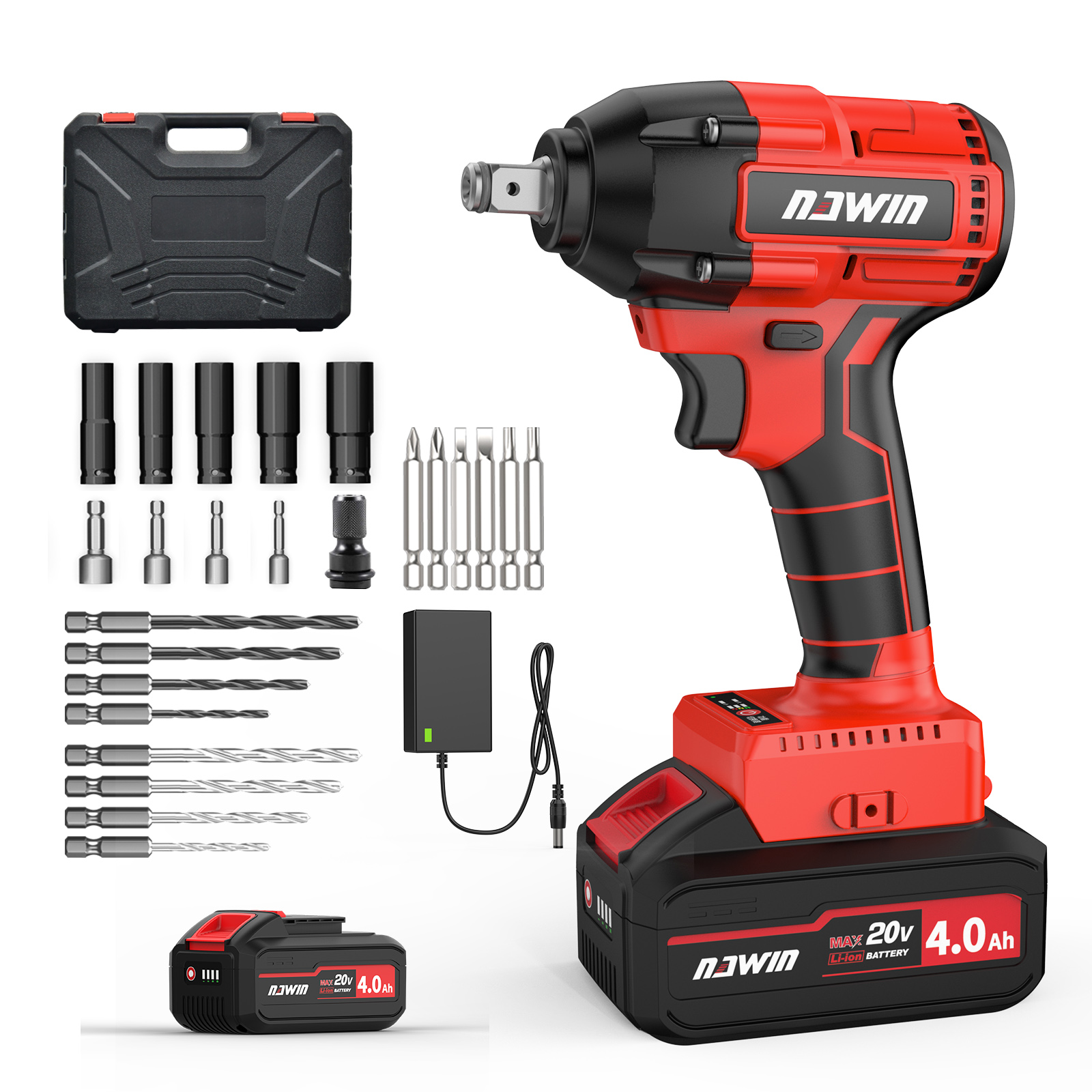 充電式インパクトレンチ 電動インパクトレンチ　コードレスインパクトレンチ　4.0Ahバッテリー1個 ブラシレスモーター　最大320Nm