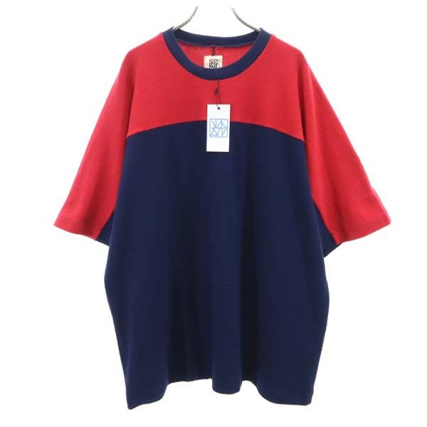 未使用 バースト222 19ss 日本製 バイカラー 半袖 Tシャツ 2 赤×紺 vast222 メンズTシャツ