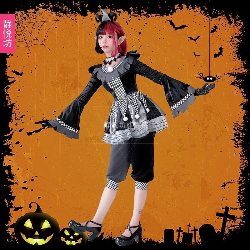【高品質の製品】ハロウィン 大人用ピエロスーツ コスプレ衣装 サーカス 小悪魔スーツ 仮装コスチューム