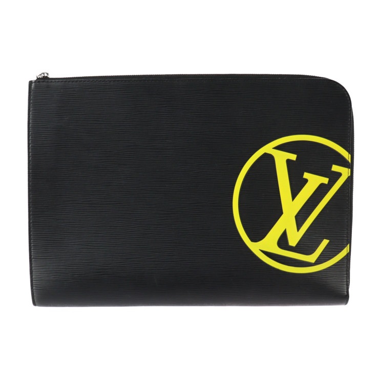 美品 LOUIS VUITTON ルイ ヴィトン クラッチバッグ M68198 ポシェット ジュール GM エピ レザー ブラック イエロー シルバー金具 クラッチバッグ ポーチ LVサークル L字フ