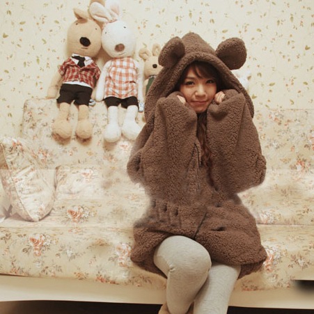 トップス パーカー 長袖 フード もこもこ フード付き ポケット 厚手 かわいい 大人可愛い カジュアル 大人カジュアル ラフ ラブリー キュート ルーズ 個性的 ゆったり くま うさぎ 秋 冬