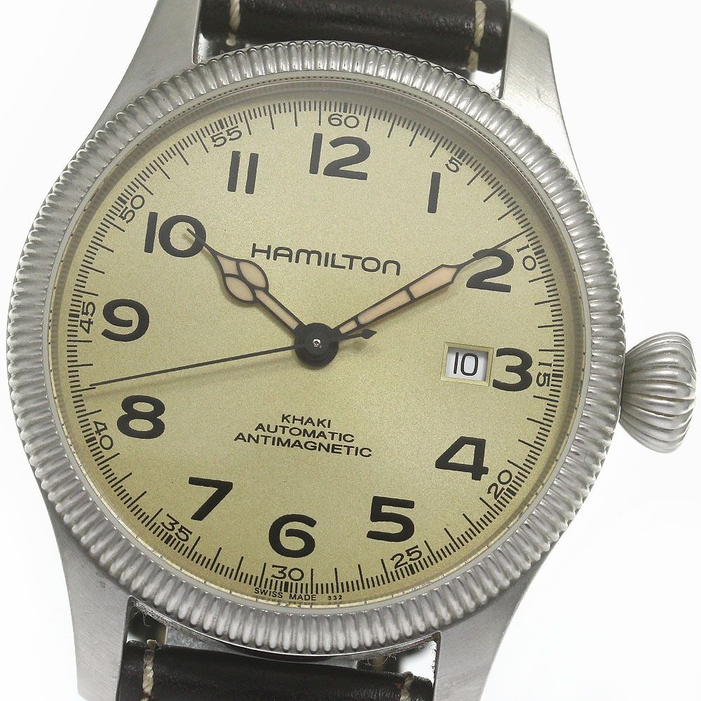 ハミルトン HAMILTON H604550 カーキ パイオニア オート デイト 自動巻き メンズ 保証書付き_833914【中古】