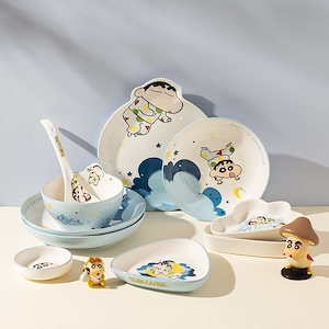クレヨンしんちゃんオリジナル連名碗セットおかず皿家庭用陶磁器かわいい子供用茶碗皿