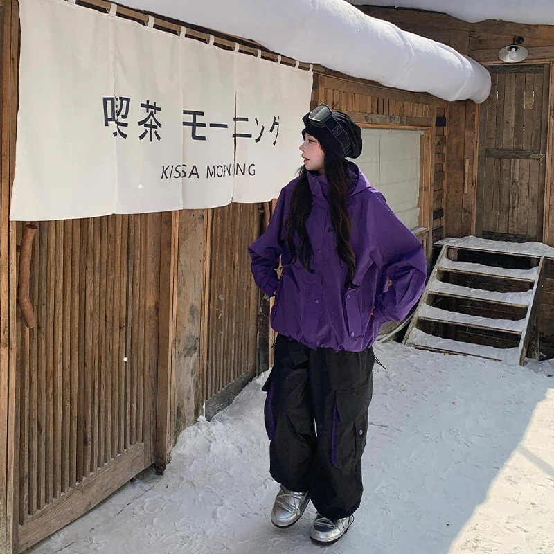 高品質のスキー用具！ スノーボードウェア 20上下セット メンズ レディース ジャケット パンツ ズボン 紫 黒 撥水 3L 風 スノボウェア スノーウェア スキーウェア2026年新製品特別オファー