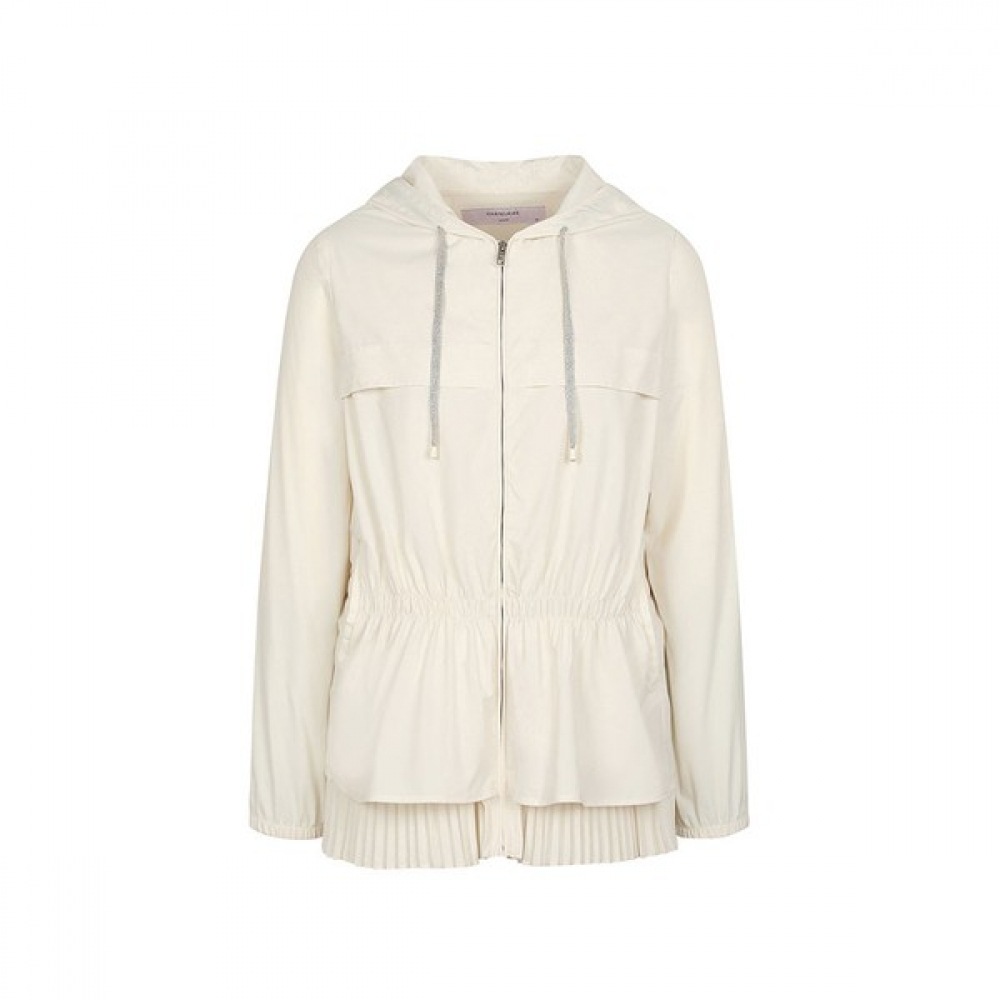 [シャトラン] クリームウエストシャーリングリンクルレイヤードジャンパー HCCMJP208