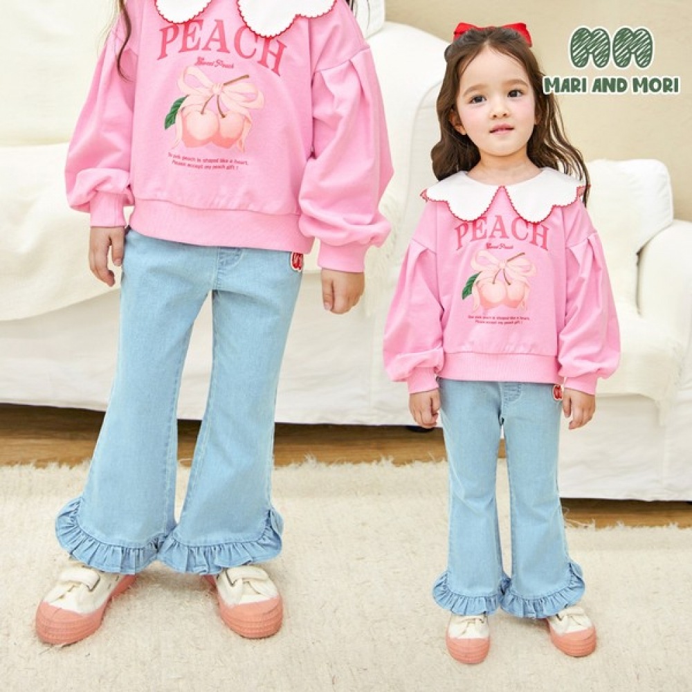 [Walton Kids] チェリーフリルバンディングデニムパンツ 5,435円