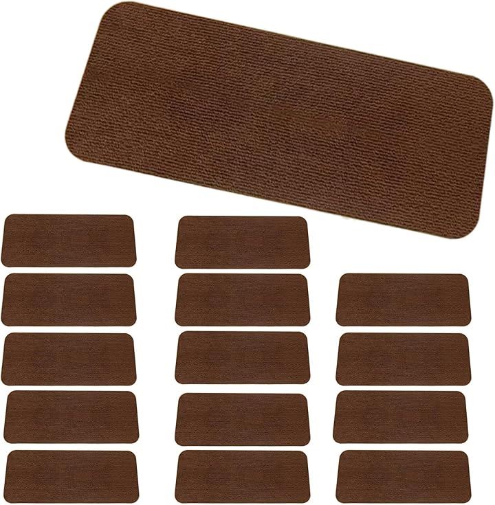 階段 滑り止めマット 15枚セット 階段用 カーペット ズレない 洗える 吸着マット 傷防止(ブラウン)