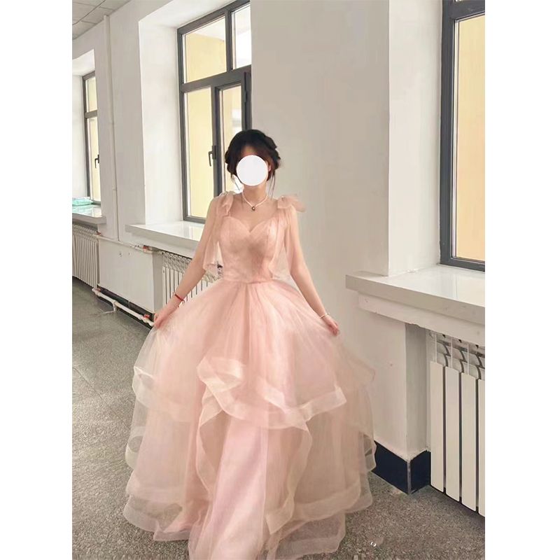 女性用サスペンダードレス2024宴会高貴な誕生日ホストドレススカートロングエレガントな気質