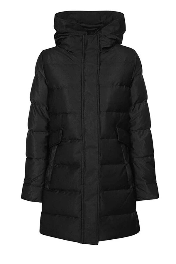 PHENIX / フェニックス レディース フーデッド ダウンジャケット ミドル丈 ブラック HWS017 0009