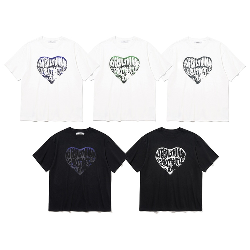 [キムウソク 着用] Vintage Heart T-shirt 韓国 アイドル 半袖 Tシャツ レディース メンズ 春 夏 大きいサイズ ゆったり