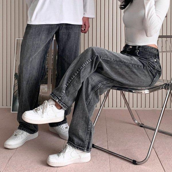 男女兼用 オールブラッシュ ダーティ ワイド デニム パンツ UJ-JEA-8079