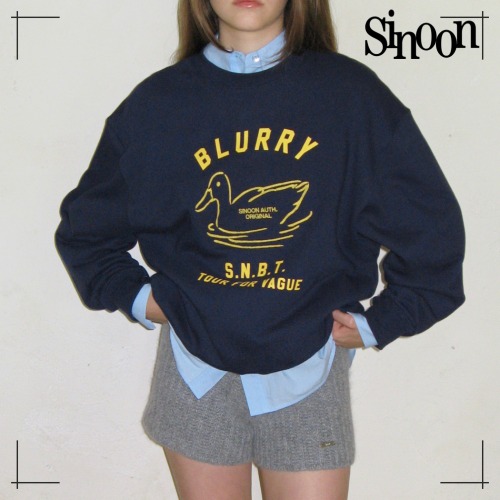 SINOON トレーナー BLURRY DUCK SWEATSHIRT (NAVY)