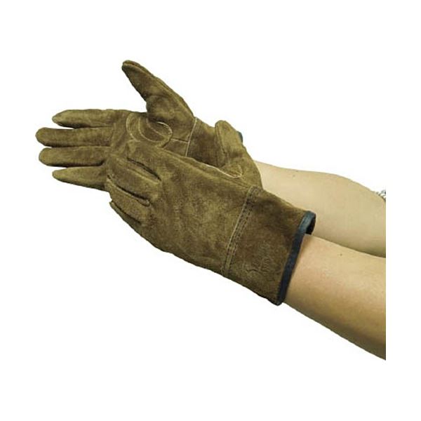 (まとめ) ユニワールド 革手工房 A級オイル牛床革 内縫い ブラウン L KS447-L 1双 (×5セット)