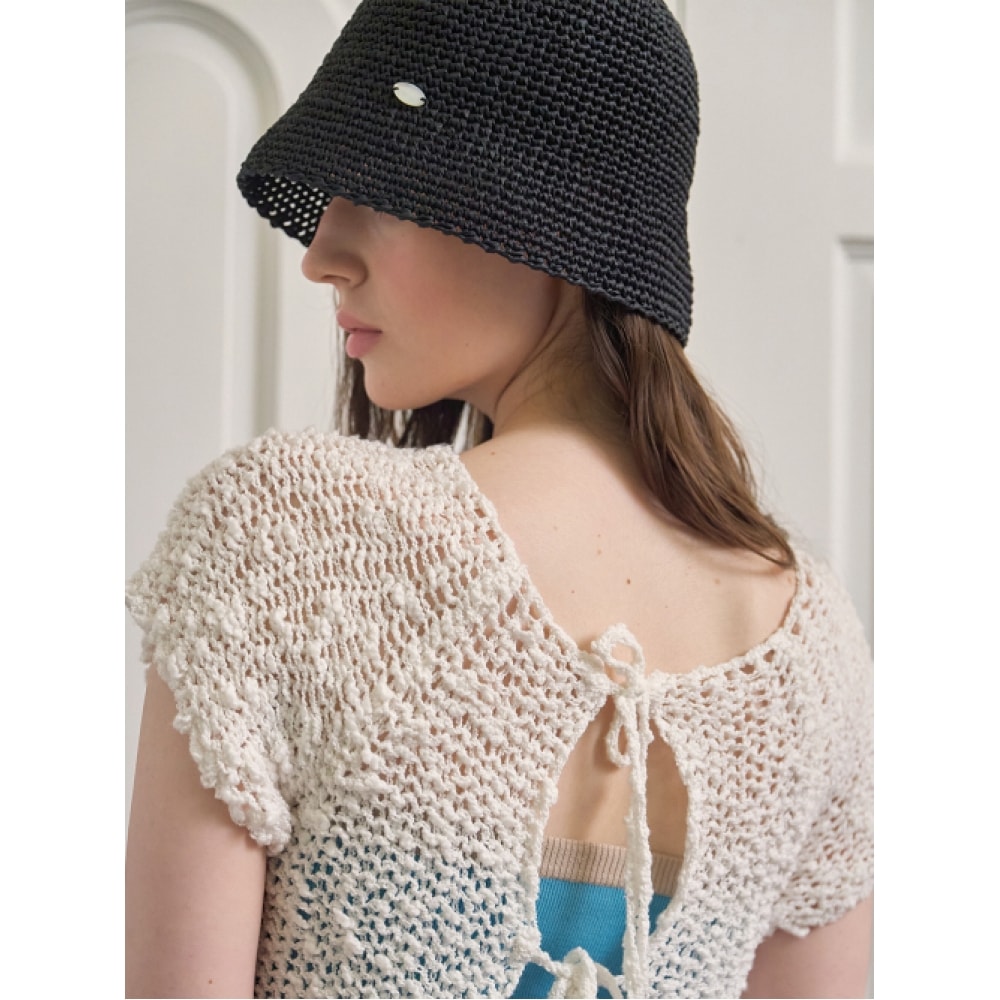 TINKNIT ニットバケットハットハンドメイド_ブラック