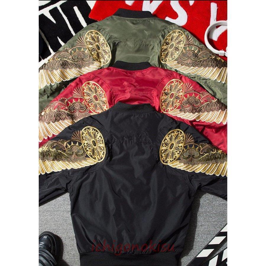 スカジャン メンズ フライトジャケット メンズジャケット 秋冬 刺繍入り ジャケット スカジャン アウター 翼 S-3XL