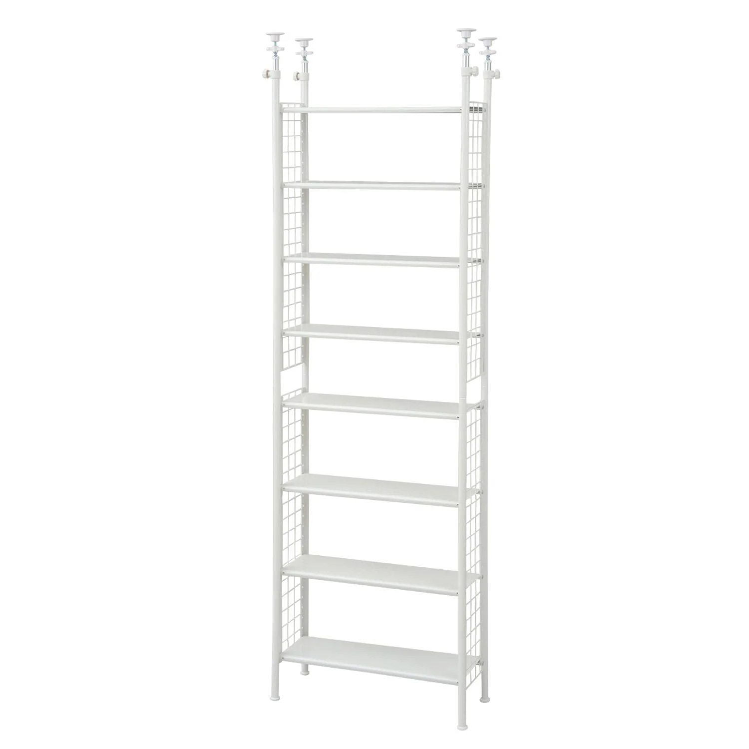 即日発送 山善(YAMAZEN) フリーラック (突っ張り) スリム 幅63×奥行25×高さ209-282cm 棚板耐荷重10kg 棚板の高さが変えられる 壁面収納 本棚 組立品 ホワイト STR-6
