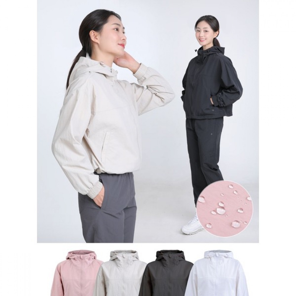 [EasyBai] EasyBai ジェラライト女性用セミクロップウーブントレーニングフード付きストリングジャケット (W6SJ03)