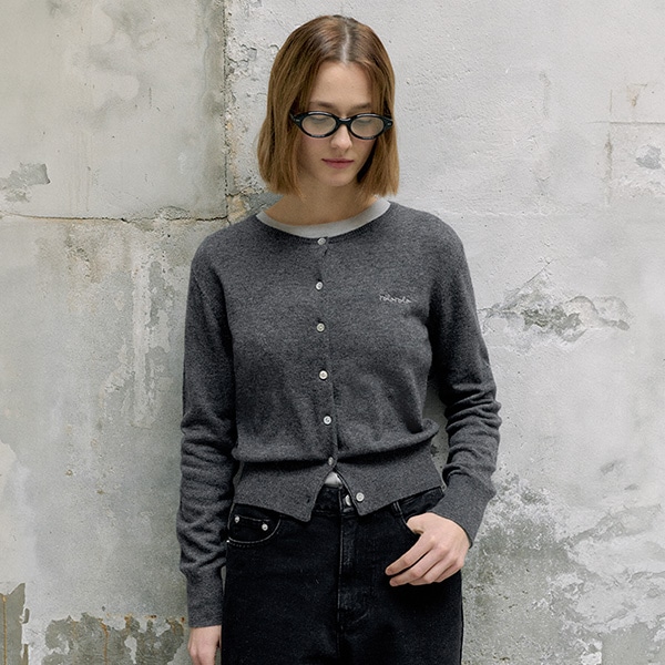 BASIC ROUND CARDIGAN CHARCOAL