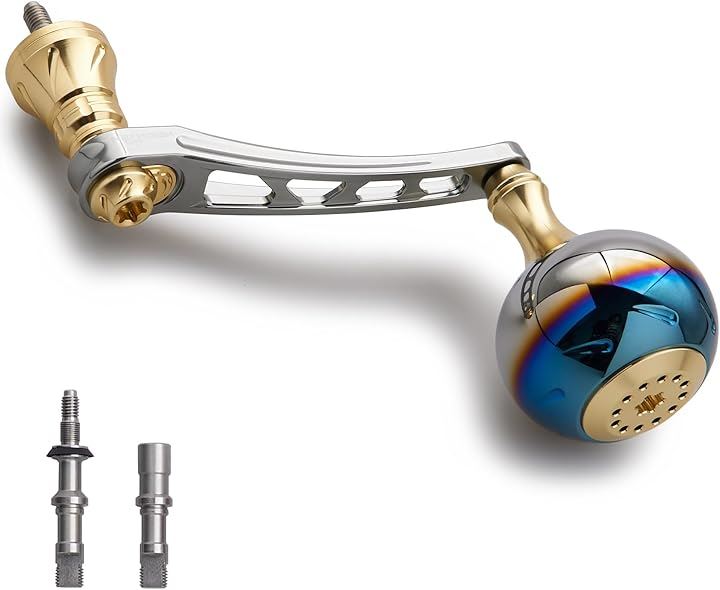 65-70mm可変 リール ハンドル 38mm ノブ搭載 シマノ Shimano ダイワ Daiwa 通用 スピニングリール Aurora Series(ガンメタル＆ゴールド)
