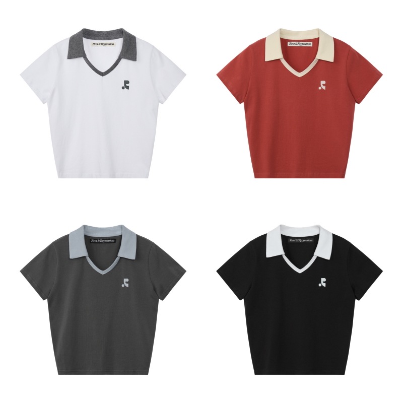 【REST&RECREATION】 V-NECK COLLAR TOP : 4COLORS