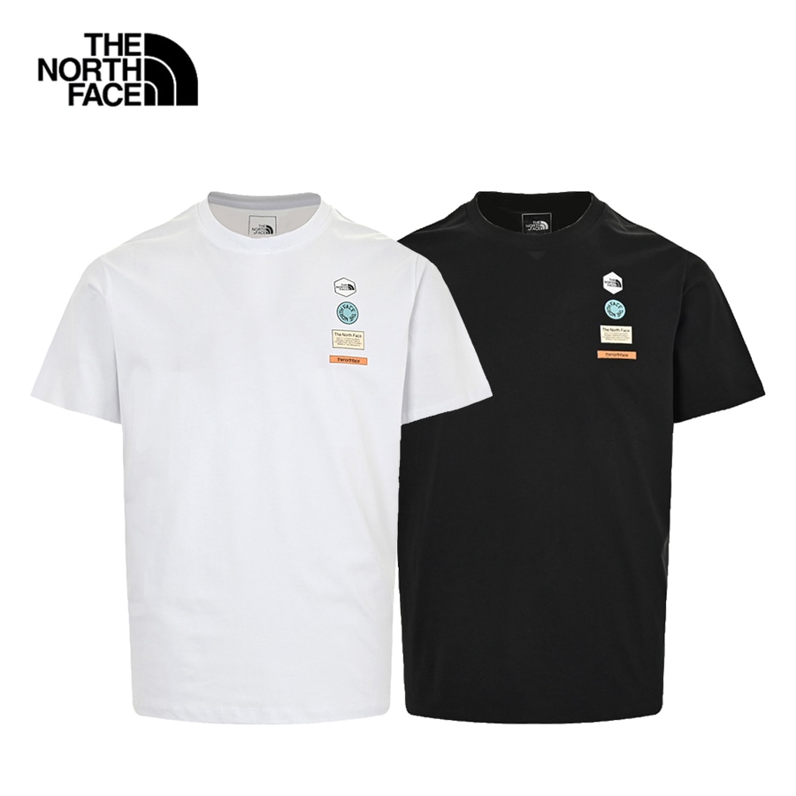 THE NORTH FACE ノースフェイス 半袖Tシャツ M MULTI LOGO S/S TEE. コットン ベーシックショートスリーブ ブラックホワイト NF0A88BU 男女共用