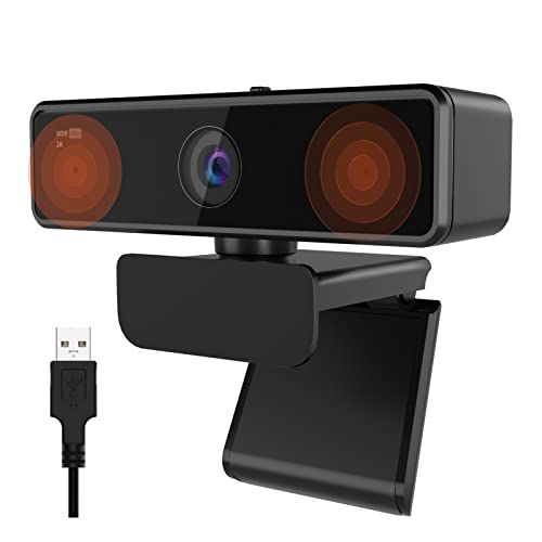 Nuroum Webカメラ 2K ウェブカメラ フルHD1080P 60FPS 400万画素 90広角 パソコンカメラ デュアルマイク内蔵 ノイズキャンセリング PCカメラ プライバシーカバー付き