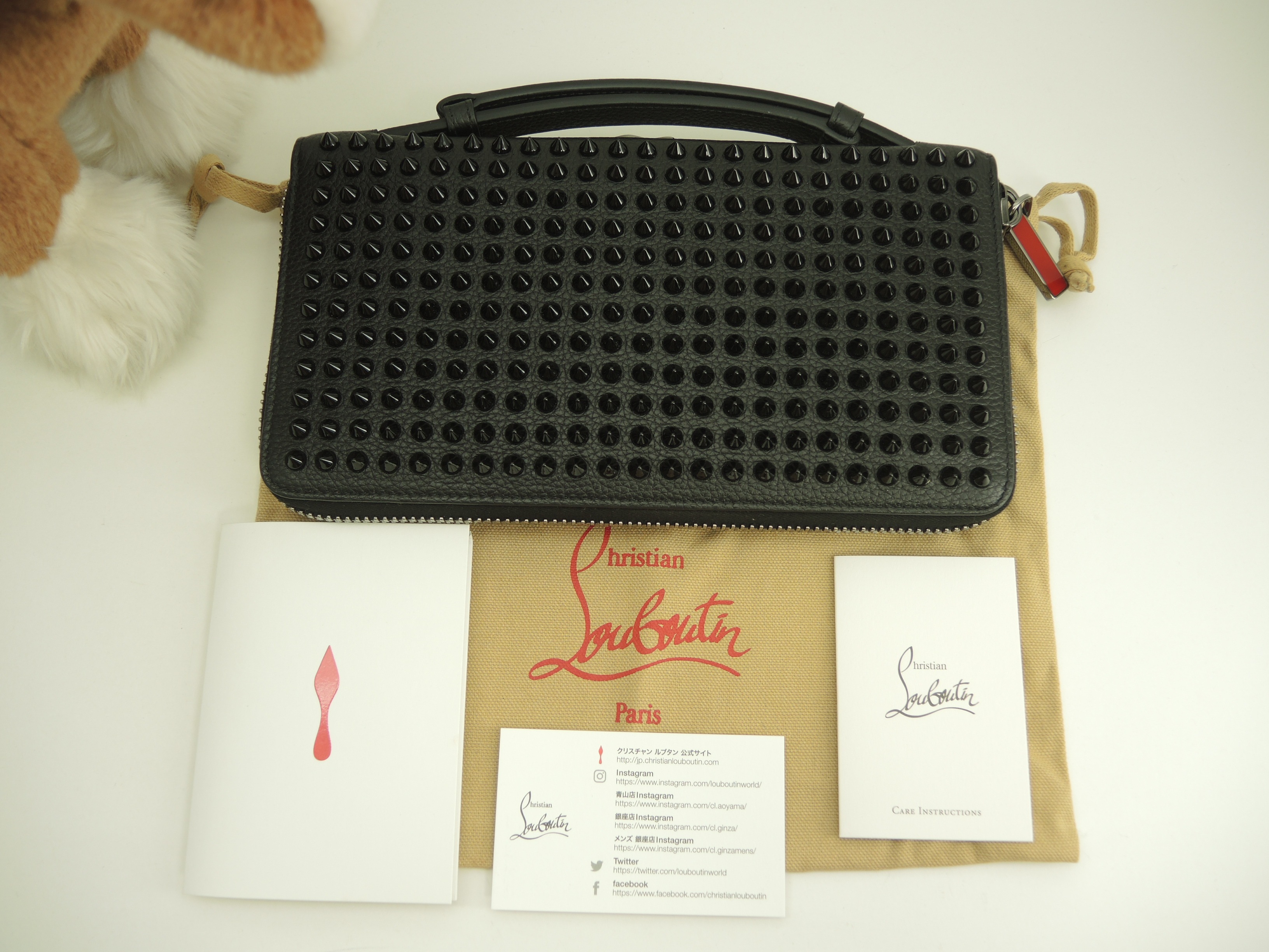 ロングウォレットXL レザー黒 メンズ ジップ長財布 グリップ付@ 50