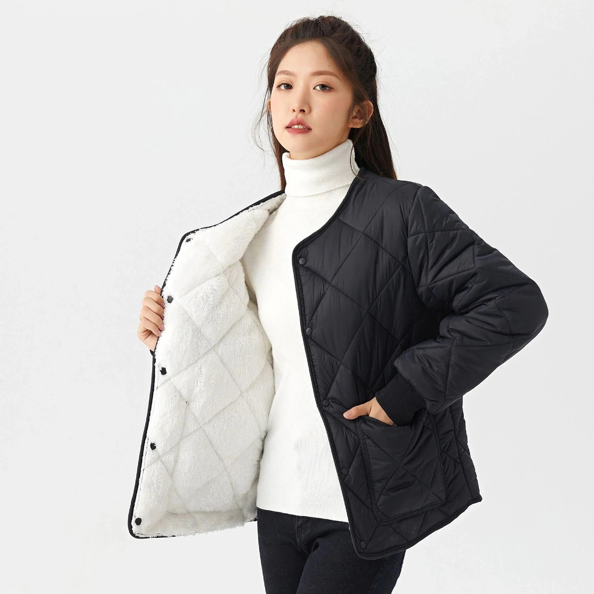 アウター 韓国ファッション キルティングアウター 裏起毛ファッションEC1616 中綿コート 大きめサイズ 厚手 ジャケット ゆったり裏起毛 厚手 ダウンジャケット アウター新作 おしゃれ