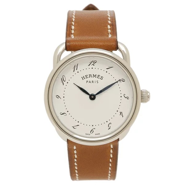 エルメス 時計 レディース メンズ アルソー28mm ホワイト ブラウン 腕時計 ウォッチ Herm Sweethome67 Fr