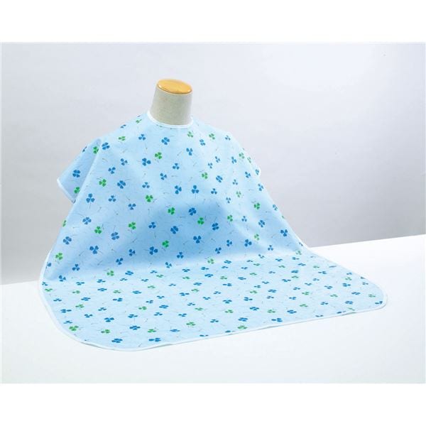 (まとめ)ピジョン 食事用エプロン 肩までおおえる食事エプロン (2)ブルー(クローバー柄) 11243(×5セット)