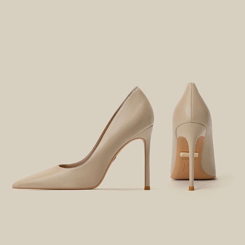 新作 ヒール ソフトレザーハイヒールスティレットポインテッドトゥ新作春 多用途ヌードプロシューズ レディース 韓国ファッション