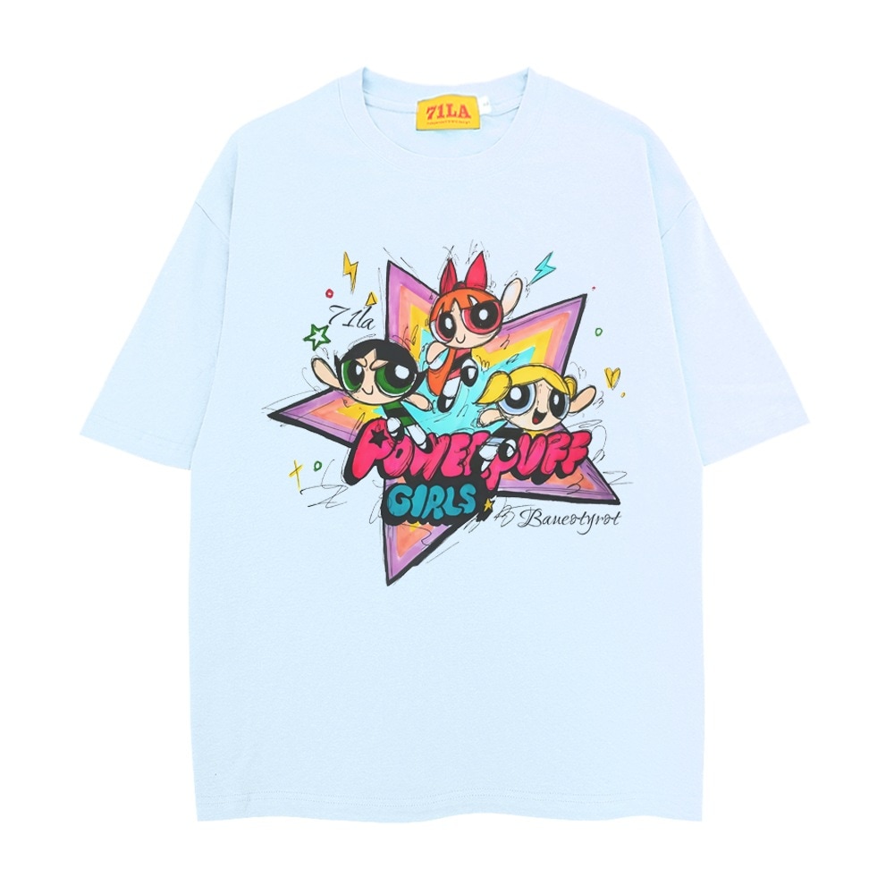 71laオリジナル パワーパフガールズ かわいい半袖tシャツ 女性用 夏インズ ルーズカップル スイートガールトップ