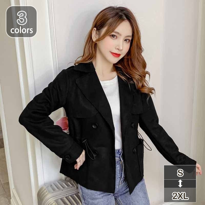 ジャケット レディース トレンチコート 春 秋冬 ショート丈 大きいサイズ アウター スーツ ママ フォーマル オフィス ナチュラル シンプル 無地 おしゃれ きれいめ 上品 大人 OL ミセス ビジ
